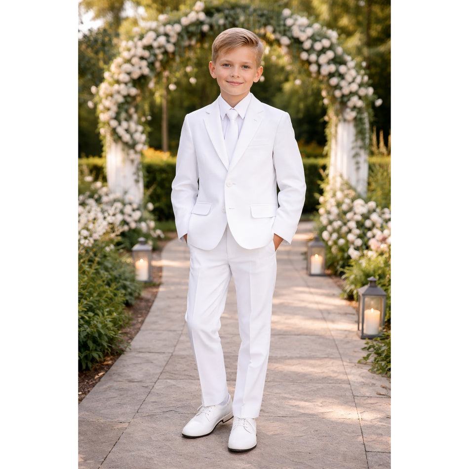 NEW Boys First Holy Communion Suit - White 5 Piece w/Garment Bag - Size 12
