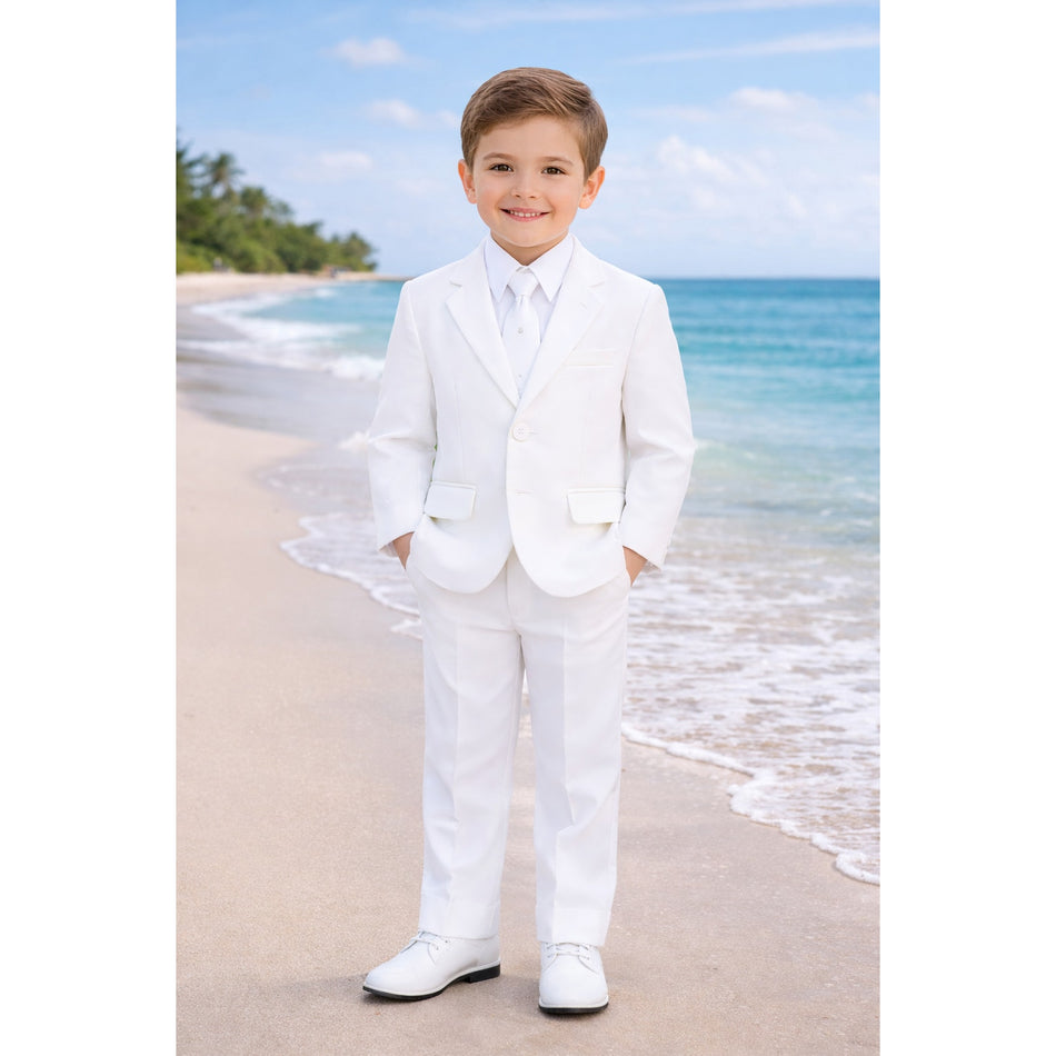 NEW Boys First Holy Communion Suit - White 5 Piece w/Garment Bag - Size 5