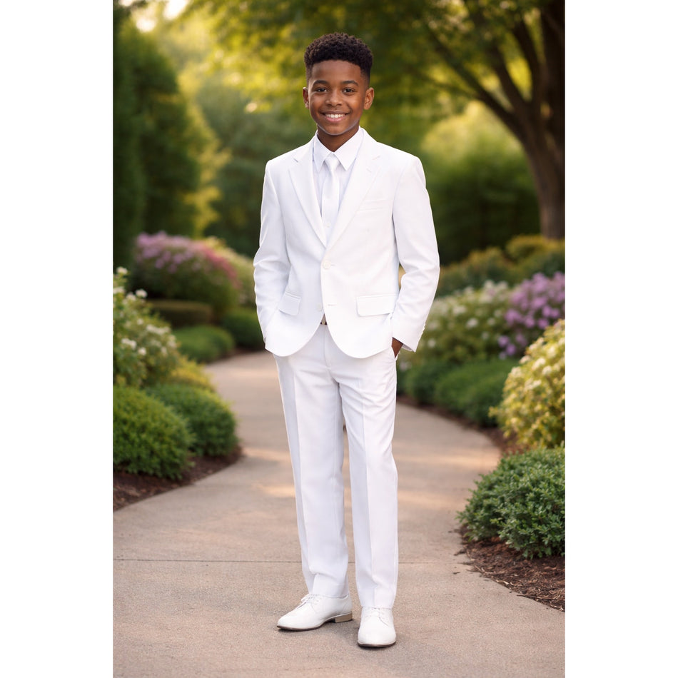 NEW Boys First Holy Communion Suit - White 5 Piece w/Garment Bag - Size 14