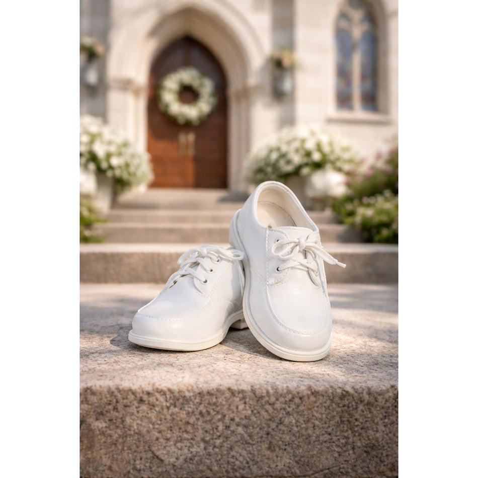NEW Boy's Communion Dress Shoe - White/Matte Lace Up - Size 6