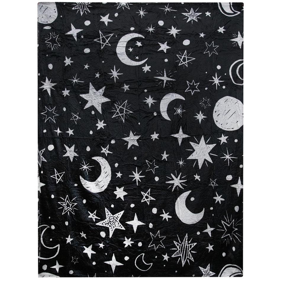 NEW Throw Blanket - Moon and Stars 80" x 60" Silky Soft Plush Celestial Throw Blanket