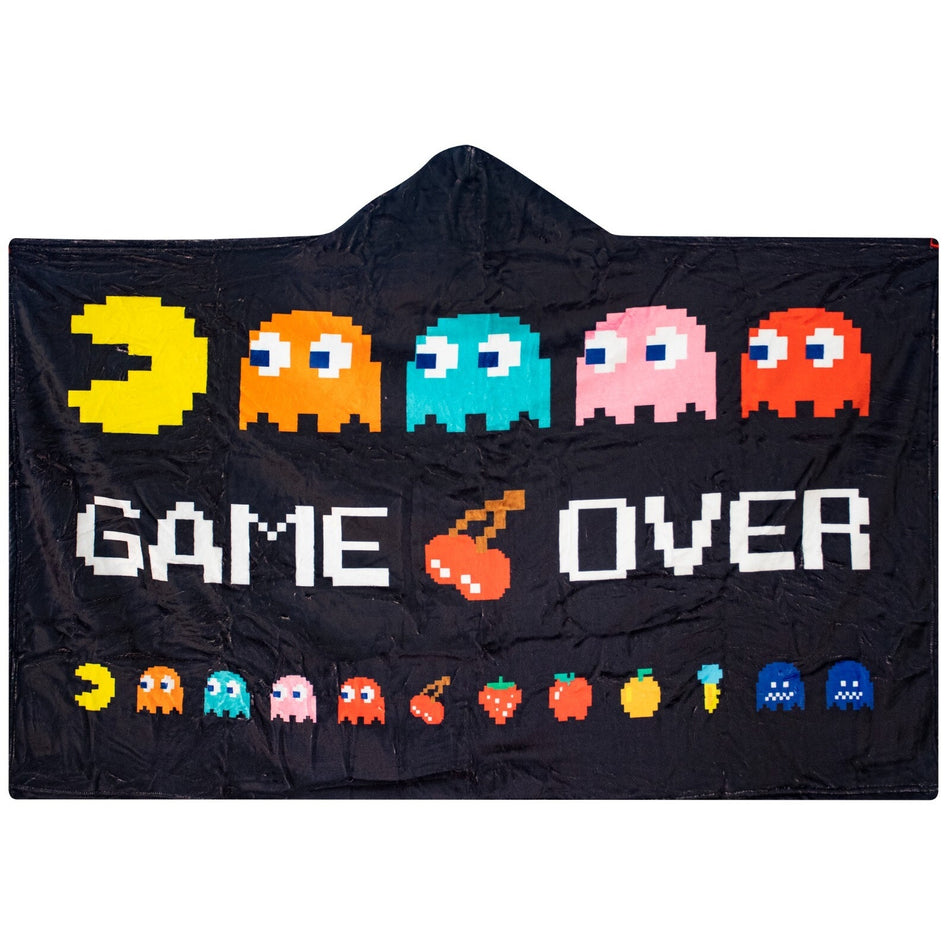 NEW Throw Blanket  - Pac-Man Game Over Wearable Hooded Soft Fleece 40" x 50"