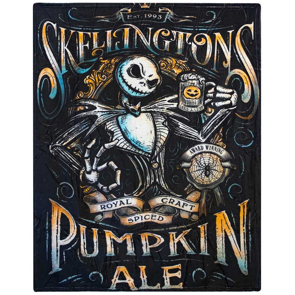 NEW Throw Blanket - The Nightmare Before Christmas, Skellingtons Pumpkin Ale 60x50