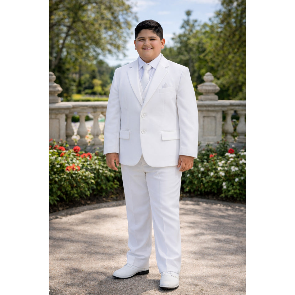 NEW Boys First Holy Communion Suit - White 5 Piece w/Garment Bag - Size 18H