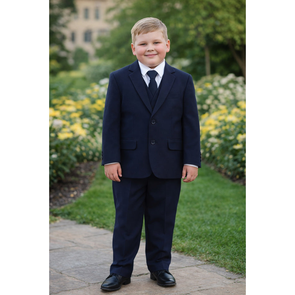 NEW Boys First Holy Communion Suit - Navy 5 Piece w/Garment Bag - Size 8H