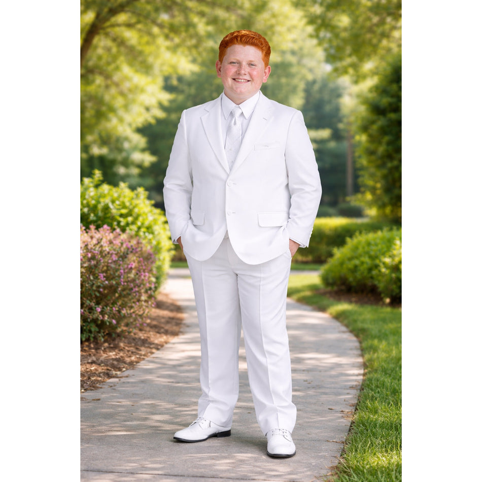 NEW Boys First Holy Communion Suit - White 5 Piece w/Garment Bag - Size 16H
