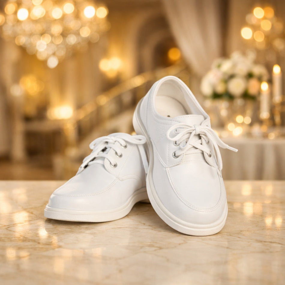 NEW Boy's Communion Dress Shoe - White/Matte Lace Up - Size 1