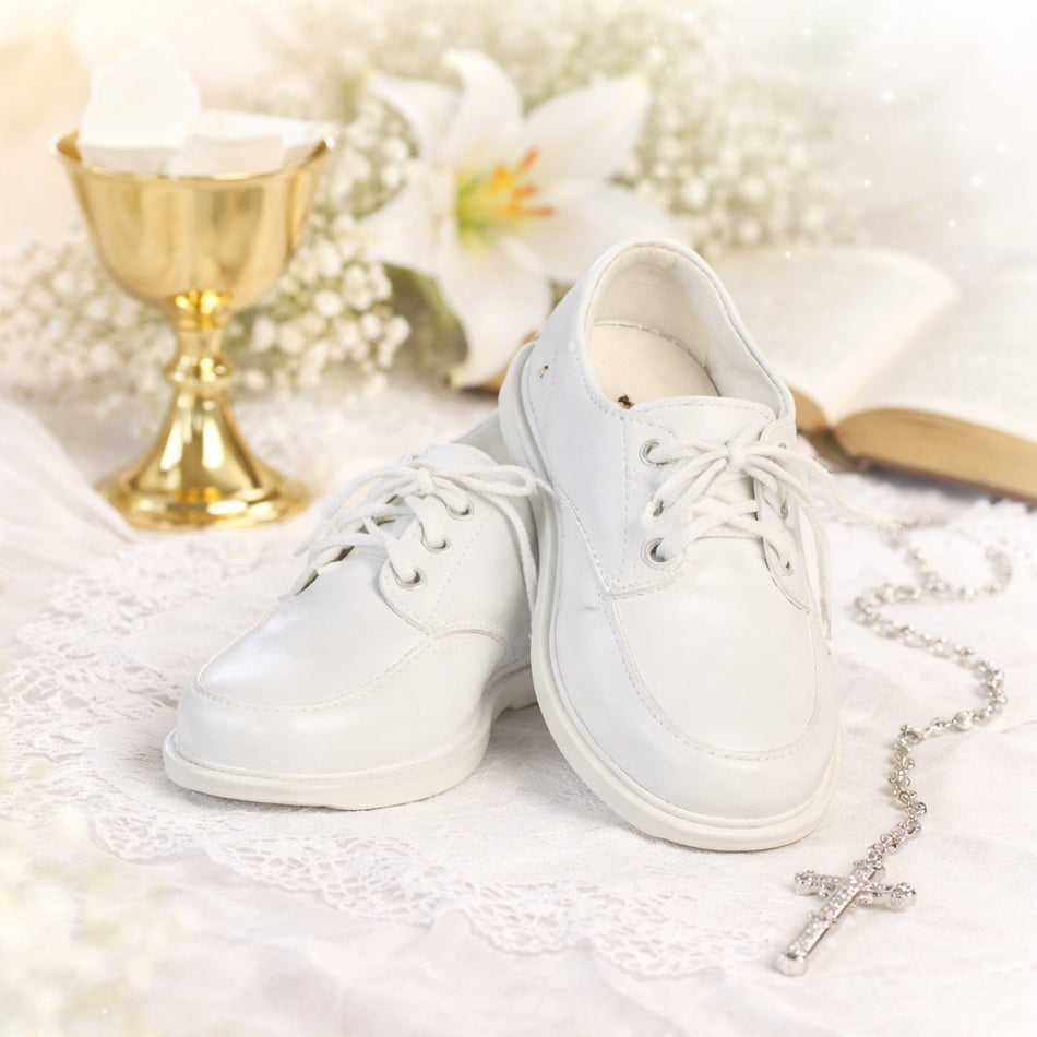 NEW Boy's Communion Dress Shoe - White/Matte Lace Up - Size 5